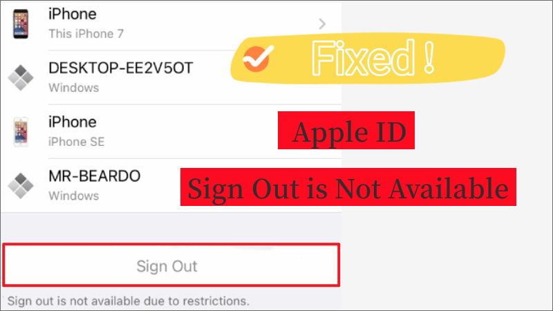 Apple id sign out is not available due to restriction