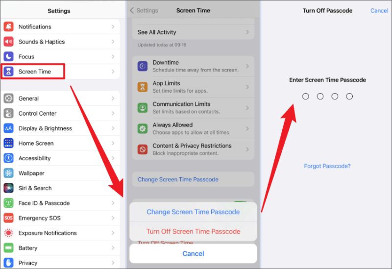 Turn off screen time passcode
