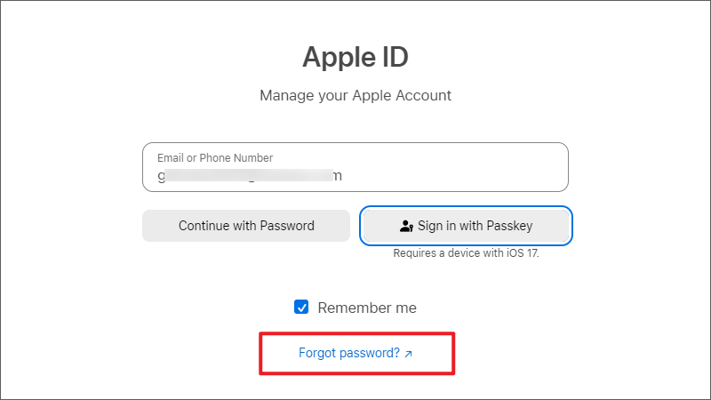 reset apple id password