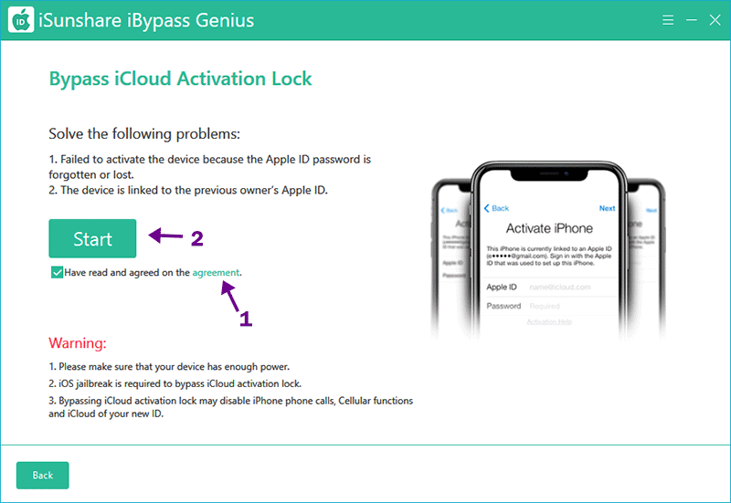 hit start to remove lock