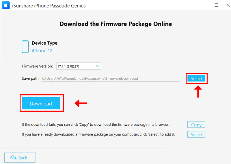 download the firmware package online