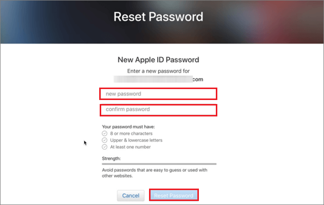 set up a new password