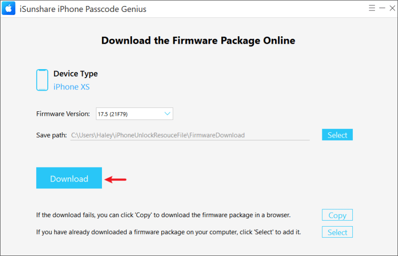 download the firmware package