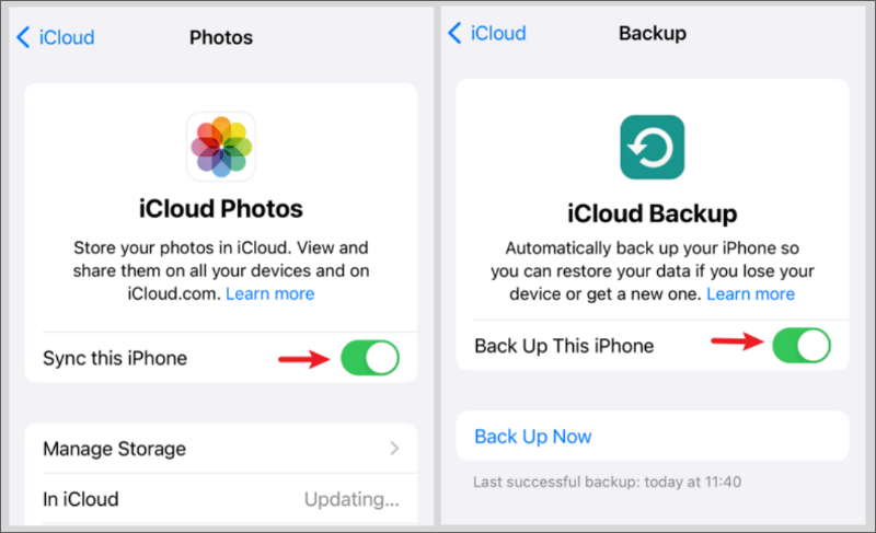 turn off icloud sync