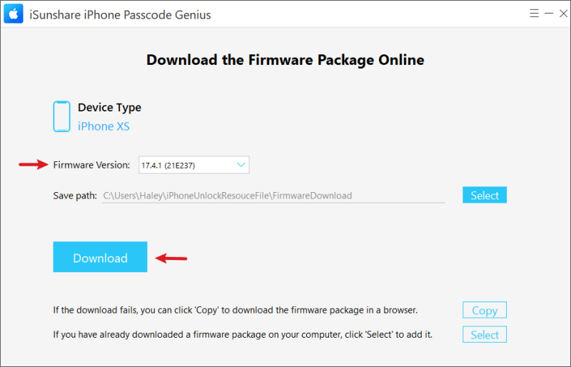 download the firmware package