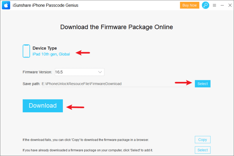 download the firmware package