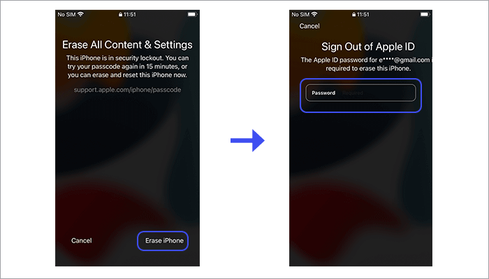 erase iPhone with Apple ID password