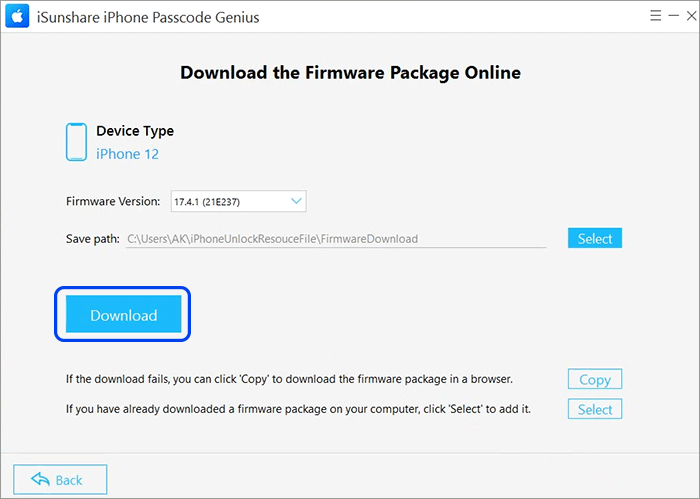 set Save path and download firmware