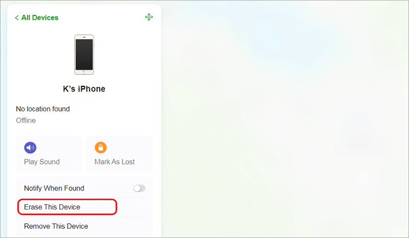 click Erase this device