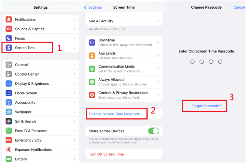 change screen time passcode