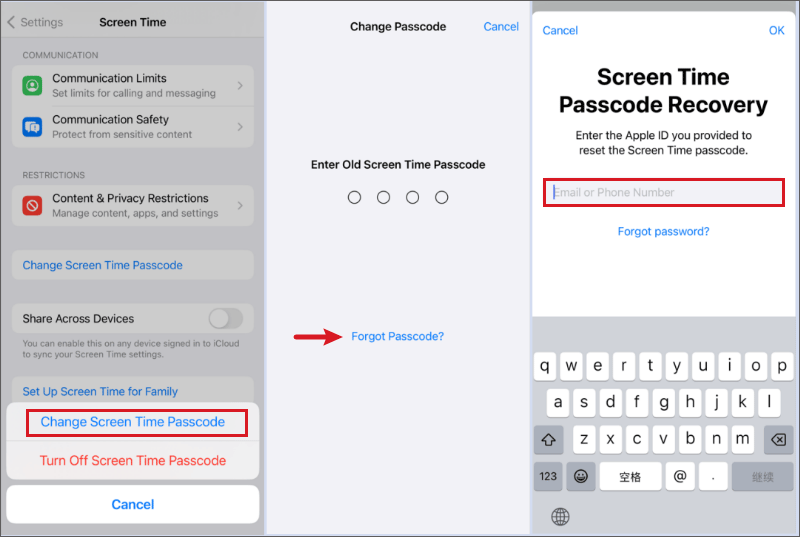 reset parental control password