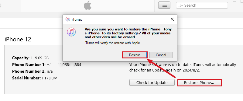 restore iphone with itunes