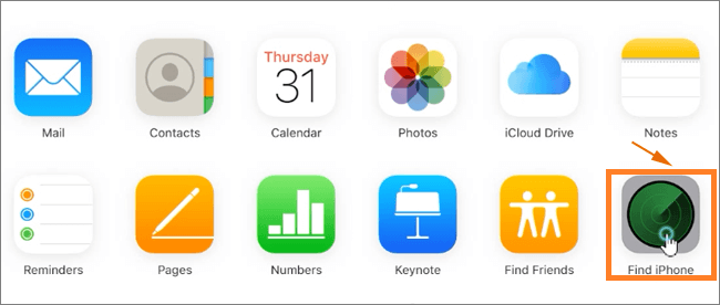click the option of find iphone
