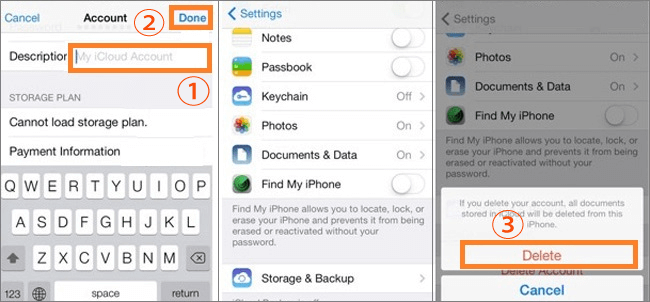 delete icloud account without password