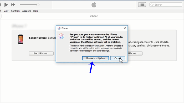 click Restore and Update in itunes