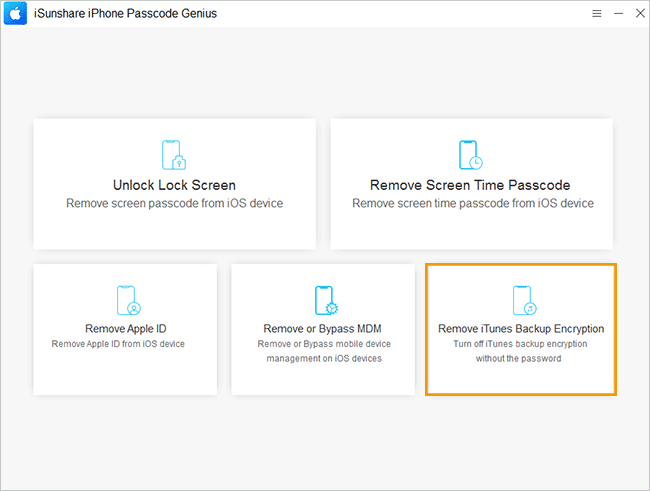 choose Remove iTunes Backup Encryption