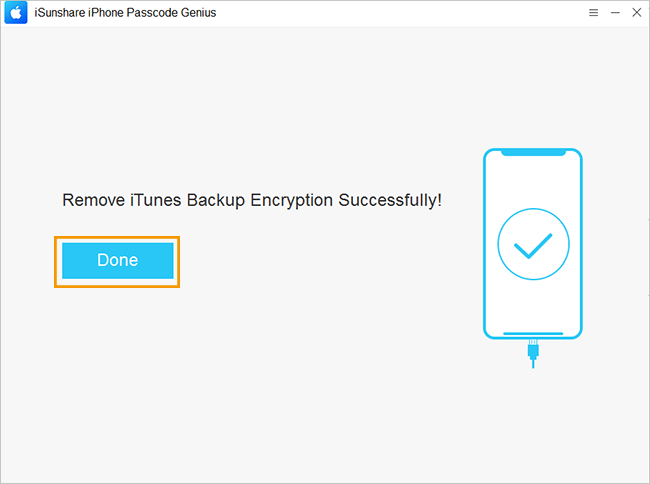 removed iTunes backup encryption successfully