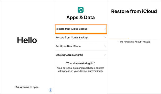 restore from icloud backup