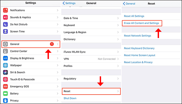 hard reset iPhone from Settings