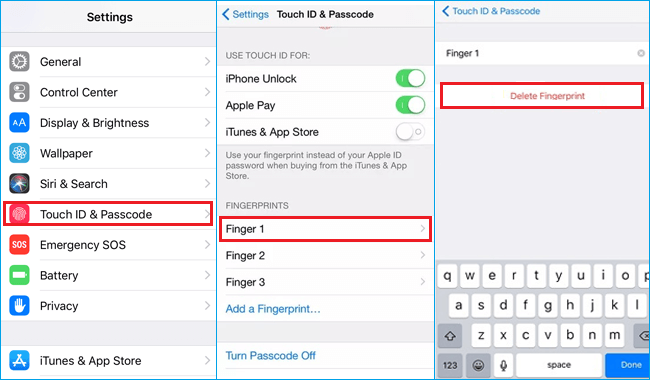 delete current fingerprint