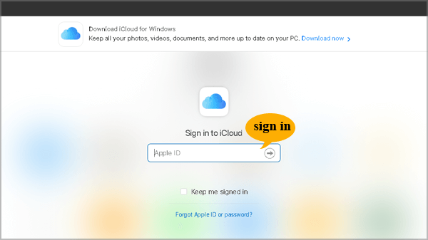 sign in to icloud