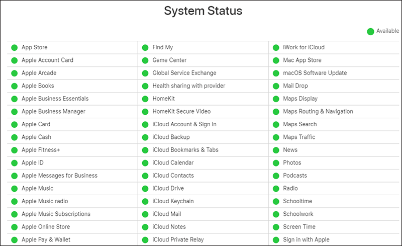 check apple system status