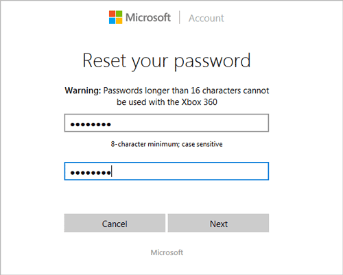 changing microsoft account password