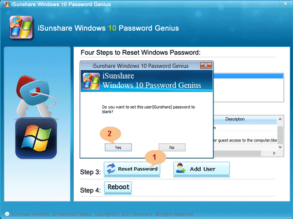 create windows 10 reset password usb