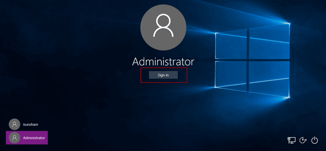 sign in Windows 10 laptop with default administrator