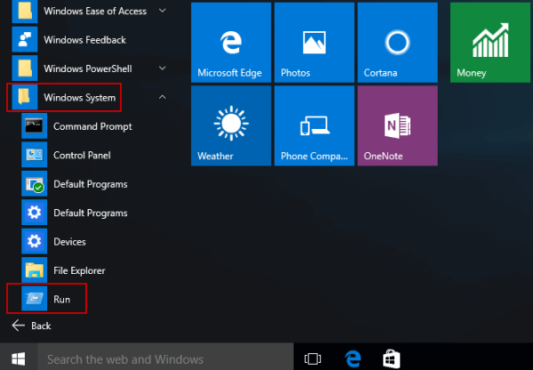 what is the run box for windows 10