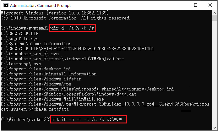 terminal show hidden files command