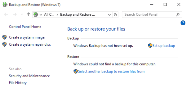 file history or backup and restore