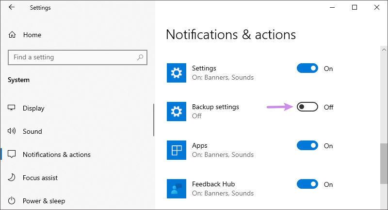 Turn Off Windows 10 Backup Notification