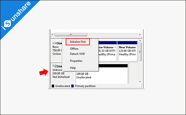 select Initialize Disk