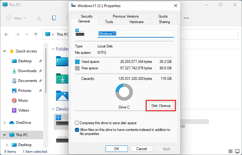 click on Disk Cleanup