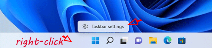 click Taskbar settings