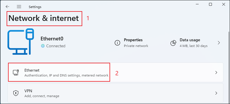 click ethernet options