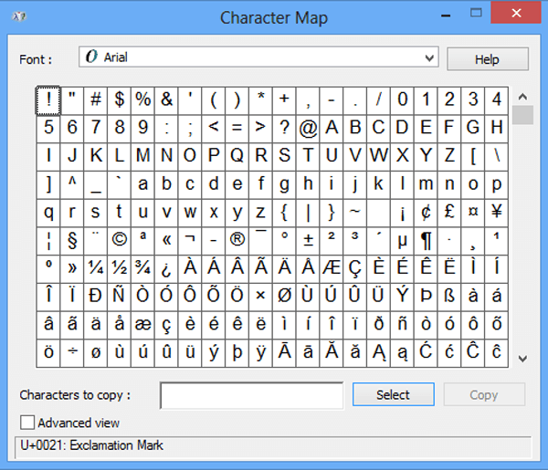 ultra character map windows