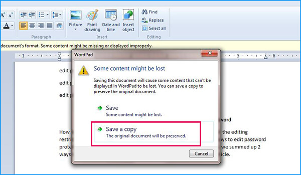 how to edit protected word document