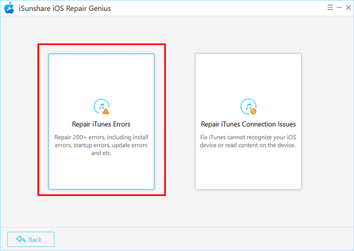 choose Repair iTunes Errors