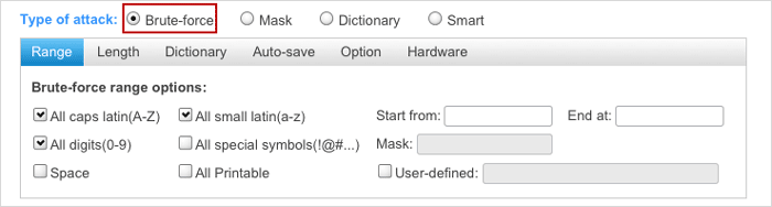 select recovery type