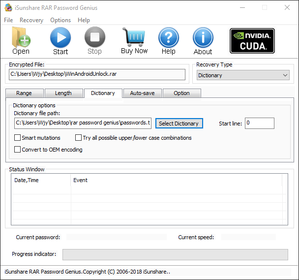 select Dictionary recovery type